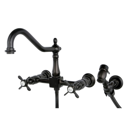 Essex KS1245BEXBS 8" Centerset Wall Mount Kitchen Faucet with Brass Sprayer KS1245BEXBS